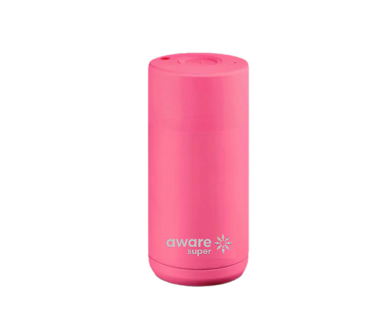 Frank Green Reusable 12oz coffee cup- Pink/Neo